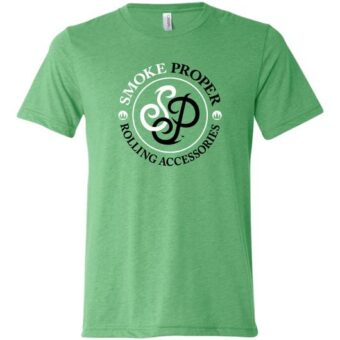 Green t-shirt white/black logo | Smoke Proper Rolling Accessories