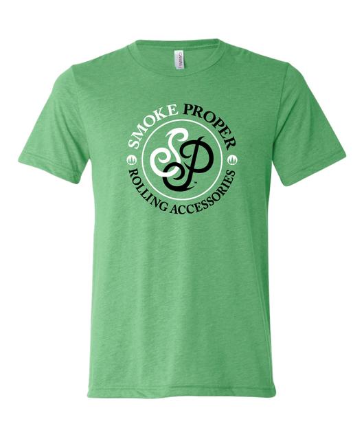 Green t-shirt white/black logo | Smoke Proper Rolling Accessories