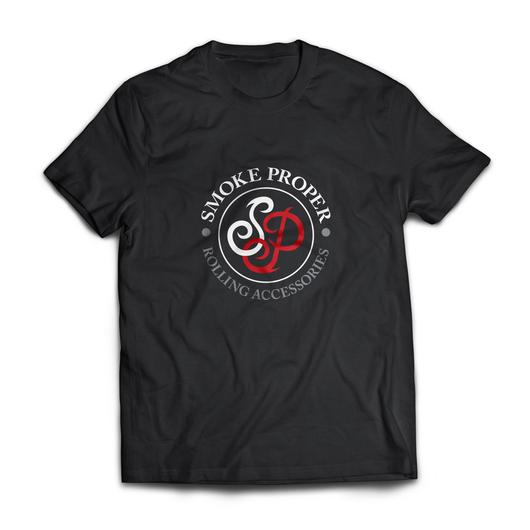 Black t-shirt white/red logo | Smoke Proper Rolling Accessories