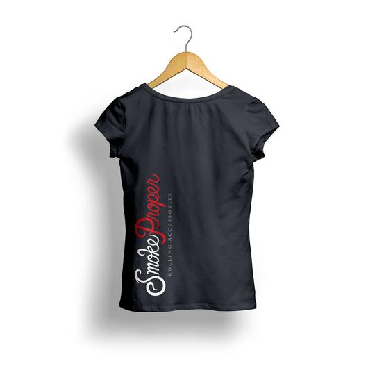 Girls Black T-shirt (back) white/red logo | Smoke Proper Rolling Accessories