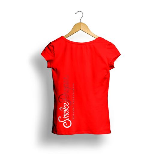 Girls Red T-shirt (back) white/red logo | Smoke Proper Rolling Accessories