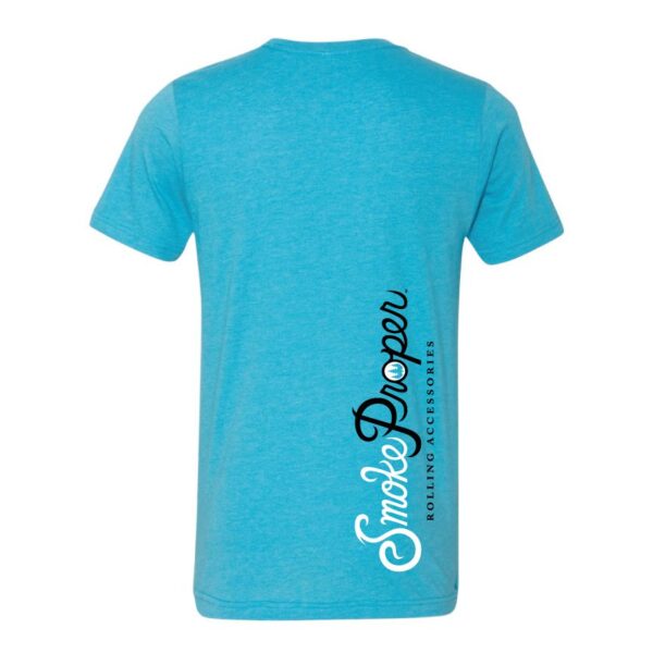 Aqua Blue - Smoke Proper T-shirt Cabin Fever Design (Back)